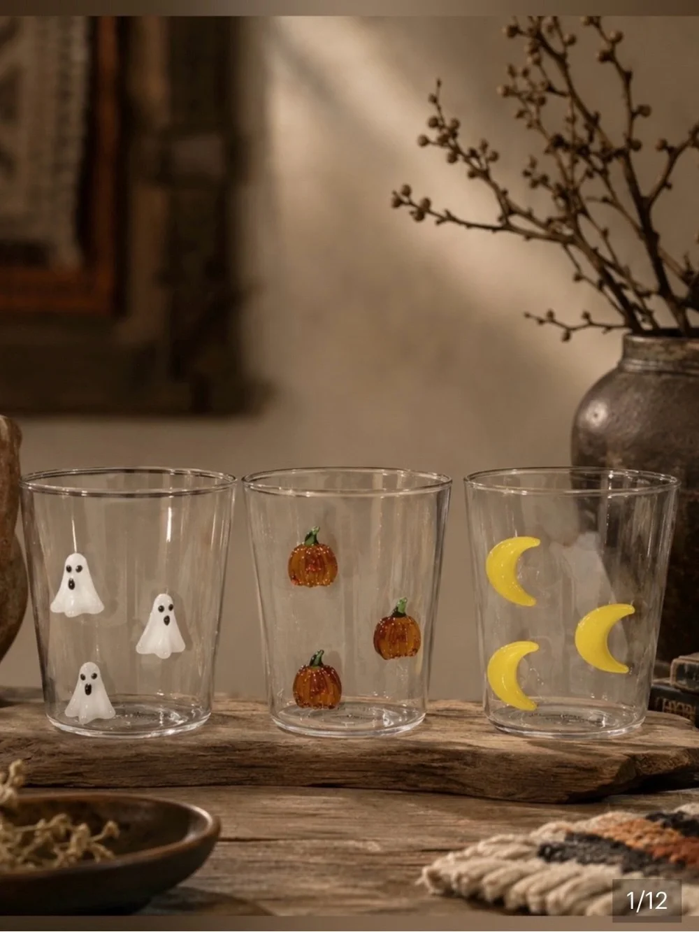 Anthropologie 3D Icon Juice Glass Halloween  Pumpkin NIB